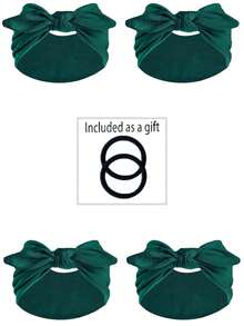 4pcs/12pcs New Cute Rabbit Ear Knotted Headbands, Paisley Pattern Elastic Headbands, Solid Color Bow Headbands For Yoga, Sports, Outdoor, Women Women Hair Accessories Elegant Hair Band