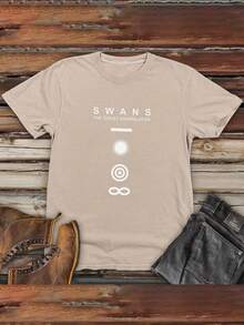 Camisetas de manga corta para hombres con diseños impresos para primavera y verano con patrones de cisnes. - Negro - Ver 6