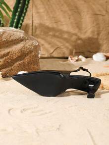 On feet& in love Women's Elegant Pointed Toe Slip-On High Heel Pumps, Versatile For Work And Dress Outfits - Black - View 7