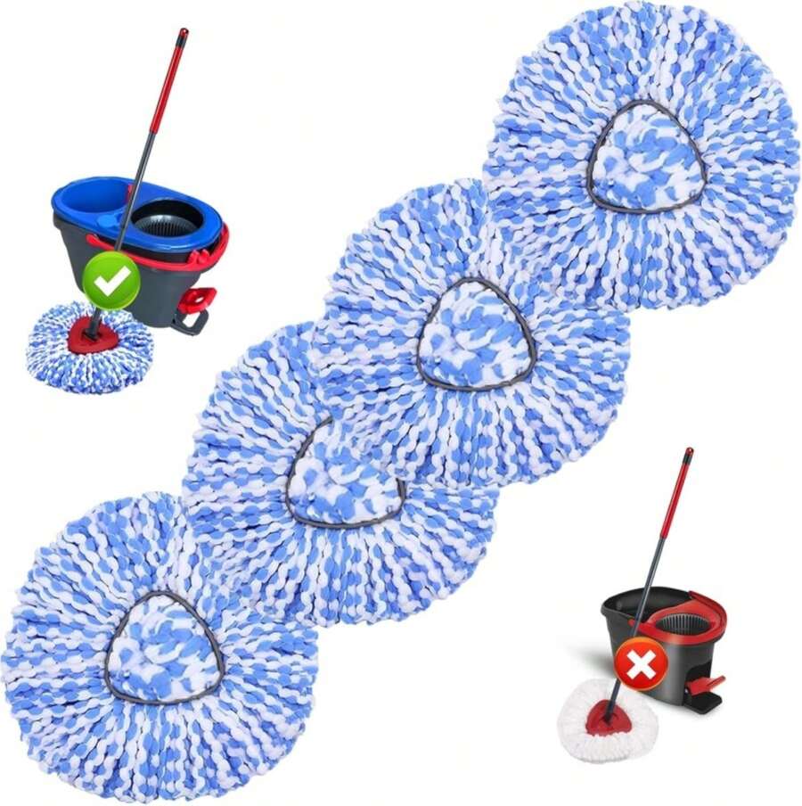 Spin Mop Replacement Heads Compatible With O Cedar RinseClean 2 Tank System,4 Pack Mop Refills Microfiber Mop Replace Heads,Deep Cleaning For All Flooring,Machine Washable And Easy To Install - ColorA - 查看 1