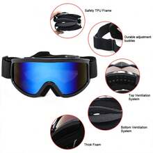 New Large Frame Men's Ski Riding Climbing Anti-Wind Goggles, Anti-Wind And Ski Glasses Easy Comfort Casual Outfits Outdoor Cycling Glasses For Summer Beach Vacation,Outdoor,Travel Fall - Black Frame Blue Film - View 7