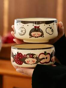 Bát sứ vẽ tay hình cô gái cổ tích Anh Quốc, đường kính 4,5 inch, kỹ thuật tráng men dưới men, thích hợp dùng làm bát cơm, bát salad, bát sữa chua, bát ăn nhẹ, lý tưởng cho sử dụng hàng ngày, văn phòng, nhà hàng, tiệc trà chiều, quà tặng, quà tặng ngày lễ. - Nhiều màu - Xem 1