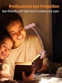 1pc Pink LED Clip-On Book Light, 3 Color Temperatures, Dimmable, Portable Mini Bedside Reading Lamp - Batteries Not Included, Clip-On LED Light, Suitable For Nighttime Reading, Adjustable Brightness, 360° Flexible Book Light, Fits Bed, Tablet - Book Clip Lamp - View 7