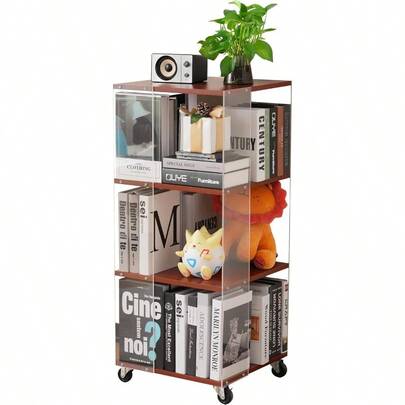 BTM Corporate Discount Bookshelf, Stylish, With Casters, Rotating Picture Book Rack, Gap Rack, Living Room, Storage Shelf, Study, Keys, Books, Accessories, Storage, Wooden, Easy To Assemble, Storage, Entrance Shelf