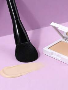 1支黑色软毛粉底刷，打造无痕粉底妆效，便携式日常化妆美妆工具 - 黑色 - 查看 6