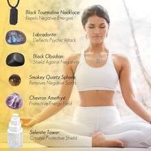 In Stock Immediate Dispatch QianCannaor Crystals And Healing Stones, Black Tourmaline Necklace, Selenite Tower, Smokey Quartz Sphere, Black Obsidian Healing Crystals Set Meditation Accessories, Witchcraft Supplies Valentine's Day EAZ4 - 豐富 - 查看 3