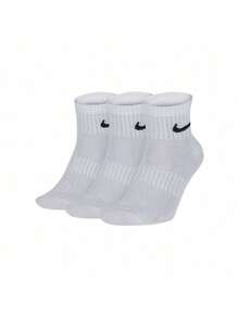 Nike Logo Solid Color Comfortable Training Gift Box Socks, Unisex, 3-Pack, White - White - View 8