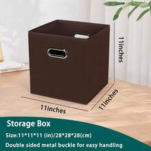 Black Foldable Storage Cubes Bins, Fabric Storage Box Cubes Organizer Baskets With Dual Handles For Home Organizer,Set Of 3,(Coffee) - Coffee - View 3