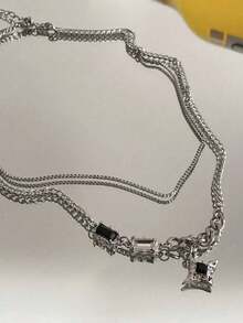 1 件黑色蓝宝石星形项链，欧美风格嘻哈街头时尚，高端颈链，圣诞节、新年、情人节节日礼物 - 項鍊 - 查看 6