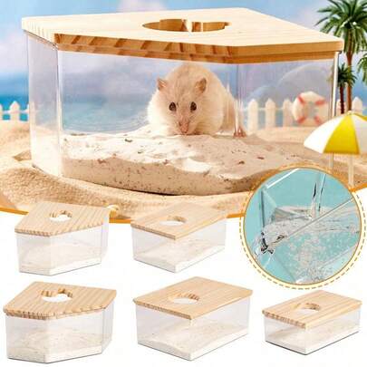 Acrylic Hamster Bathing Container, Sauna House, Small Animal Bathroom Accessories For Hamsters, Hedgehogs, Squirrels