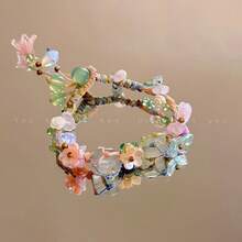 1Piece Hand-Woven Natural Stone Flower Bracelet, Forest-Style Fresh Niche Design For Women Daily Wear Date Gift All Seasons Fashion Jewelry - Phong cách Chín - Xem 7