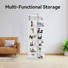 7 Tier Rotating Shoe Rack Shoe Display With Lazy Susan Revolving 360 Shoe Tower Storage Round Carousel Vertical Handbag Rotate Shoes Closet Organization 23.6" W X 63.4" H - như hình - Xem 5