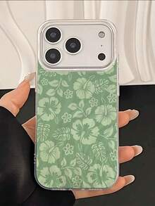 1pc Minimalist Plant Pattern Glitter Soft Protective Phone Case, Waterproof Shockproof Slip-Resistant, Compatible With Apple Phones, Great Gift For Friends, Family, Couples, Birthday, Holidays - Multicolor - View 2