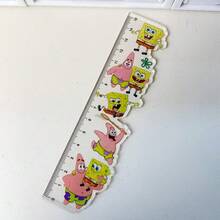 1支可爱卡通尺，透明尺身，大星星图案，心形学生测量绘图尺，款式随机，新年礼物，情人节礼物，复活节礼物