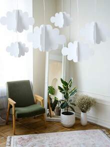 16pcs Fluffy Felt 3D Cloud Decor, Suitable For Ceiling And Wall, Hanging Cloud Decor, Multipurpose Party Decoration, Realistic Fluffy Clouds For Room, Wedding, Birthday Party Decoration, Hanging Cloud Decor, Event And Party Supplies, Holiday Decoration - Multicolor - View 4