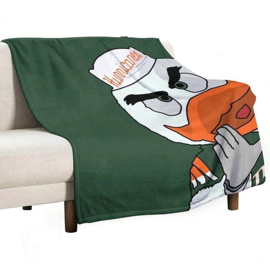University Of Miami - Sebastian The Ibis Throw Blanket Plaid Wednesday Blankets - 黑色 - 查看 1
