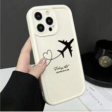 1个时尚高端渐变色彩绘阶梯图案软壳手机壳，精准贴合镜头，柔软设计，有效防滑。带有心形、飞机、字母图案，适用于苹果16/16pm/17/17pro/17promax/Galaxy S25 Ultra、摩托罗拉G05/G34/G35、苹果16/16pm/17/17pro/17promax/Infinix Smart 7 Spark Go 2024、Infinix Hot 40/40PRO/SPARK 20 PRO、Galaxy S25 Ultra。 - 白色 - 查看 1