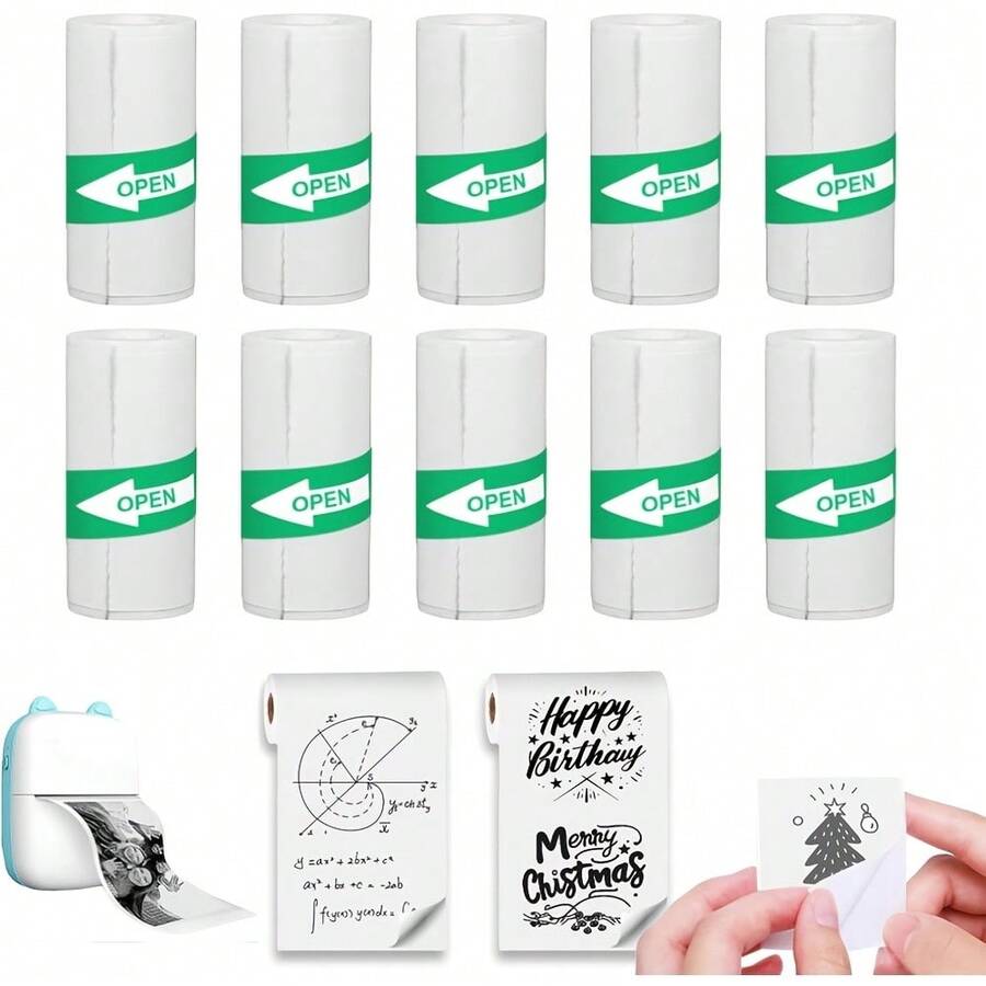热敏自粘卷纸迷你打印机贴纸，57 x 25毫米，热敏打印纸，热敏照片打印纸，适用于待办事项清单、计划日记、备忘录、学习笔记 - 彩色 - 查看 1