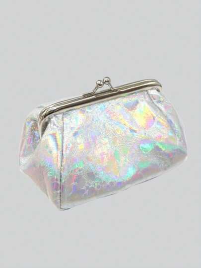 1 件装激光蚀刻金属钱包，时尚锁扣式家用袋，便携式卡片钥匙收纳袋，女士钱包