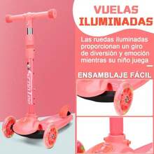 JCH-Scooters para Niños Scooter Patinete de 3 Ruedas con Luz LED y Altura Ajustable Patín del Diablo Scooter Juguete Infantil para Niños y Niñas de 3 a 10 Años Regalo de Navidad y Cumpleaños - Rosa - Ver 5