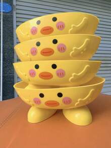 2pcs/Set Cartoon Desktop Flower Pots, Multifunctional Cartoon Storage Boxes, Plastic Flower Pots With Drainage Holes - Perfect For Indoor/Outdoor Succulents, Herbs And Flowers, Casual Style, Cartoon Design, Cartoon Desktop Decor