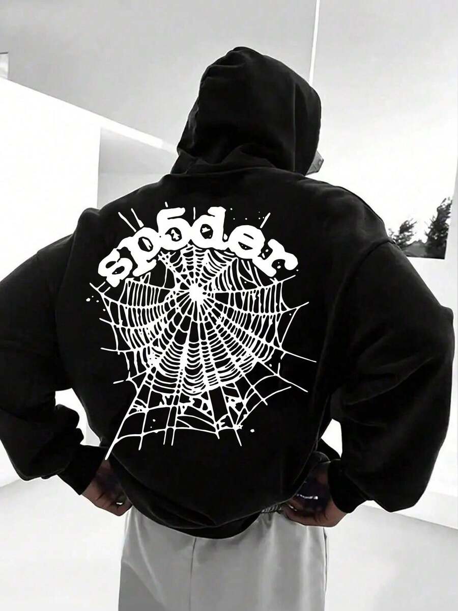 NEW Hip Hop Spider Hoodies Set Y2k Hoodie ,Tracksuit Pullover Sweatshirt And Trousers For Men Or Women Matching Hoodies For Couples Casual Unisex - màu đen - Xem 1
