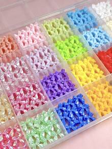 1 Box Random Mixed ABS Bow Nail Art Decorations, 3D Stereoscopic Design, 28 Colors Available Including Solid Color Bows And Colorful Bows, Versatile For Nail Art DIY Nails Nail Charms - Multicolor - View 6