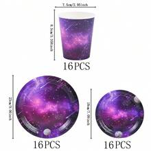 Purple Galaxy Disposable Tableware Set, 7/9 Inch Party Plates, Disposable Paper Plates And Cups, Suitable For Holidays, Weddings, Engagements, Birthdays, Parties, Celebrations, Wedding Party Supplies - Multicolor - View 11