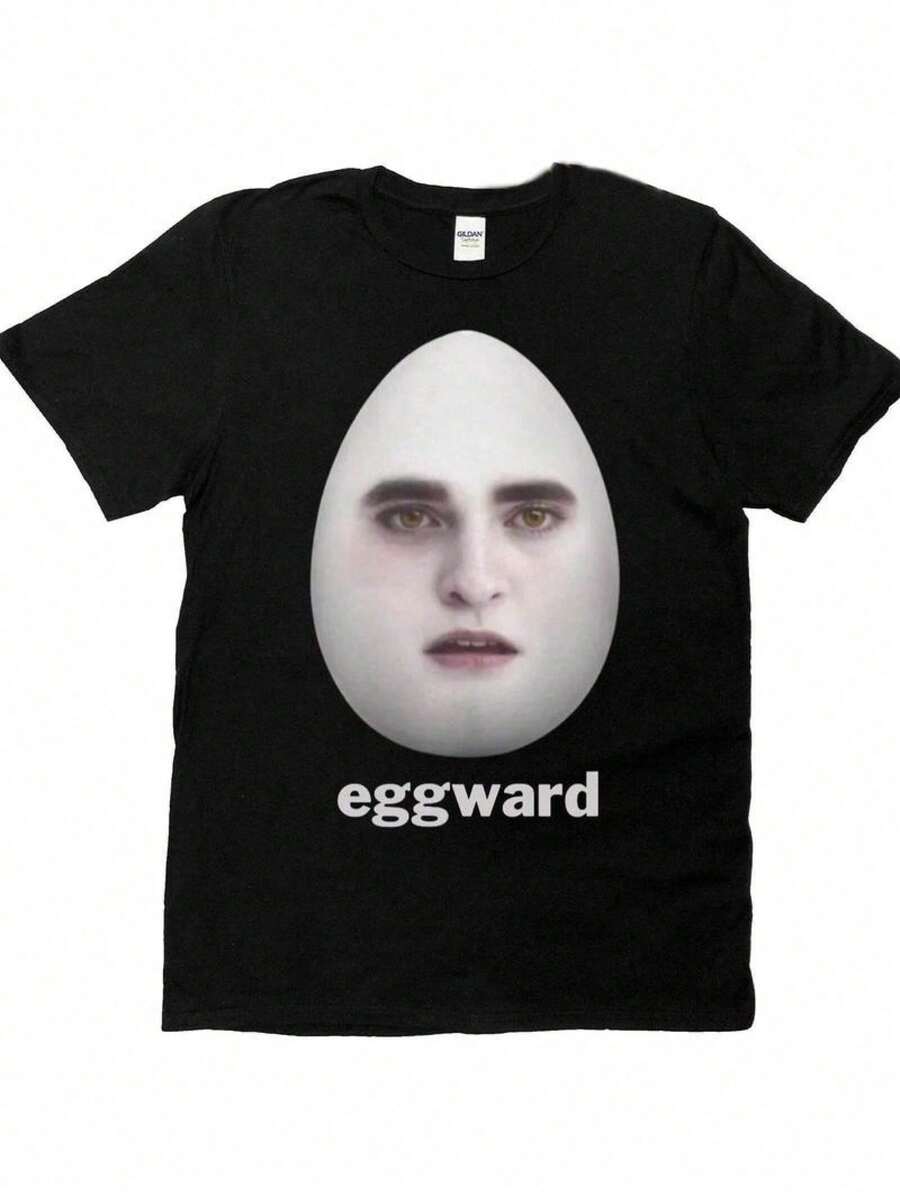 Twilight Eggward Graphic Tshirt Funny Meme Dank Shirt Edward Cullen Parody Tee Twilight Saga Retro T-Shirt Gift For Him - 黑色 - 查看 1