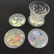 4pcs 2D Flat Acrylic Coasters Colorful Printed Coaster Wildflower Art Design Kitchen Decor Ideal Gift For Valentine's Day Perfect For Wedding Birthday Mother's Day Suitable For Table Restaurant Bar Home Decoration Year Round - Multicolor - View 6