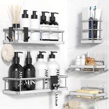 Shower Caddy Adhesive, No Drill Bathroom Shower Organizers, With Removable Hooks, Rust Proof Shower Shelves, Wall-Mounted Shower Holder, Shower Caddies