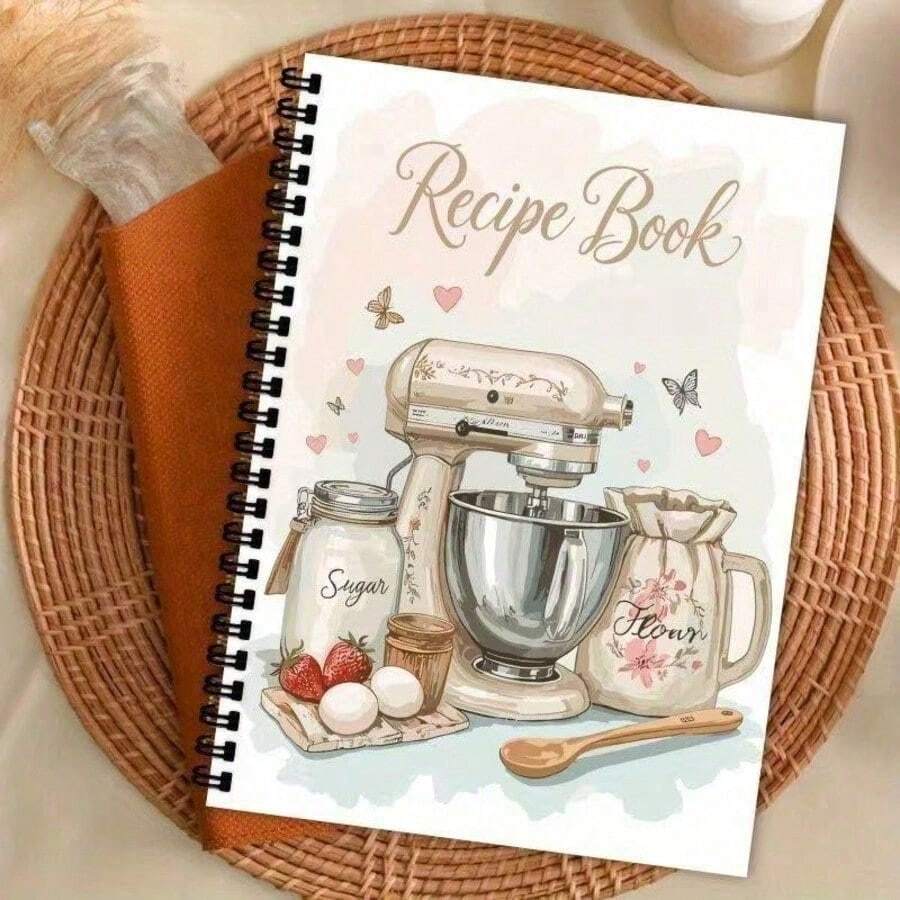 1pc Personalized Recipe Notebook - Handmade Spiral Notebook - Blank Recipe Book, For Organizing Your Home Recipes, Recipe Notebook Where You Can Write Down Your Own Recipes. - Nhiều màu - Xem 1