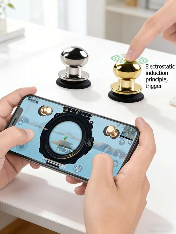 2PCS /BGMI Mobile Game Controller Trigger & Joystick Kit - High Sensitive Touch Screen Shooting Buttons Compatible With Iphone Android Phone, Easy-Install Suction Cup Ergonomic Gaming Accessories For Games