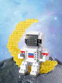 1 Set Mini Assemble Plastic Building Blocks Toy, Space Astronaut Series, Includes Astronaut Landing On Moon/Weightless/Running And Telescope, With High-Definition 3D Assembly Instruction, Micro-Particle Building Blocks 3D Model Assembly Toy, Suitable For Birthday Holiday Gifts, Creative Decorations, Suitable For Beginners To Practice Simple Block Assembly, Develop Hands-On Ability, Can Be Used For Room Decoration. - Multicolor - View 7