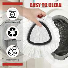 Mop Head Replacement, 3 Pack Spin Mop Refill Replace Head Compatible O Cedar Easywring 1-Tank System, Great Cleaning Power, Microfiber, Helper Housework, Machine Washable Easy-To-Replace, White - trắng - Xem 3