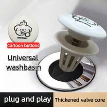 2pcs Cartoon Pattern Ceramic Spring Core, Bathtub Drain Plug, Sink Drain Plug, Anti-Clogging Pop-Up Drain, Odor-Proof Press-Type, Bathroom Plumbing Accessories - Multicolor - View 3