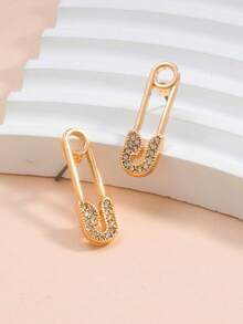 1 Pair Fashionable New Fully Rhinestone Brooch Earrings, Unique Design Elegant Earrings Jewelry For Girls - Multicolor - View 3