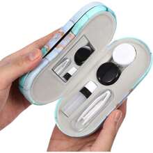 Estuche para Gafas de Doble Capa 2 en 1, Portátil para Lentes de Contacto y Gafas, Caja de Almacenamiento para el Cuidado de Lentes (Verde),38257199 - Azul Cadete - Ver 6