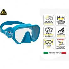 Adult Frameless Diving Mask - Wide View Mono Lens - Low Internal Volume - Pure Soft Silicone - ZS2: Designed in Italy by ,38257451 - Azul menta - Ver 2