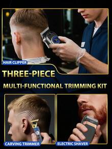 LQT 1/2/3pcs Professional Hair Clipper & Beard Trimmer Set, Men's Cordless Electric Hair Clipper, USB Rechargeable & Digital Display, Men's Grooming Tools, Portable Electric Shaver, Home Haircut Kit, Christmas Gift For Dad, Gift For Men - Multicolor - View 8