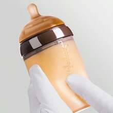 150ml/240ml Baby Realistic Breastfeeding Silicone Bottle, Anti-Colic, & Reliable Weaning Tool With Handle - Mocha Brown - View 5