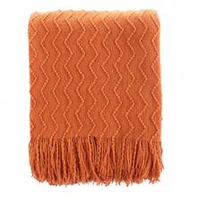 Sage Green Throw Blanket 50 X 60 Inches Throw Textured Solid Soft Sofa Throw Couch Cover Decorative Blanket - Orange - View 1