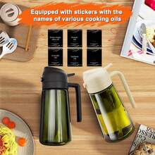 kumioon 2 件套塑料/玻璃油喷壶套装，厨房油瓶，二合一橄榄油喷雾器和油瓶，适用于烹饪、厨房、烧烤、沙拉、烘焙的喷油瓶，容量 470 毫升/15.8 盎司 - 彩色 - 查看 5