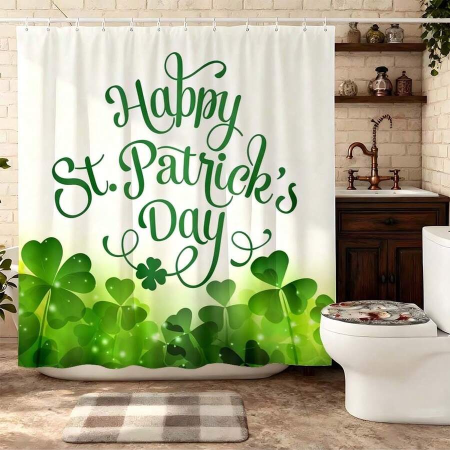 1 Piece St. Patrick's Day Elegant Decor Backdrop, Green Cursive Lettering & Clover Pattern Design, Home Wall Decoration, Accessory For Holiday Elegant Style Lovers, Festive Delicate Style Decorative Backdrop, Household Decorative Supplies, Durable Material