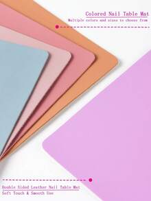 3pcs Faux Leather Manicure Desk Pad, Colorful Foldable Nail Hand Support Cushion, Suitable For Manicure Armrest Pad, Soft Microfiber Leather Nail Mat, Waterproof Armrest Pad - Multicolor - View 6