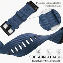 Abanen Rugged Nylon Watch Bands For Garmin Fenix 8 51mm / Enduro/Instinct 2X / Epix Pro 51mm, Adjustable Sports Wrist Strap With Stainless Steel Clasp For Fenix 7X / 6X /5X, Instinct 3 50mm,Blue - 藍色的 - 查看 5