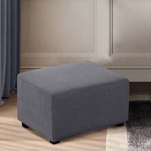 1 chiếc bọc ghế đôn hình chữ nhật họa tiết dứa kẻ caro | Tấm bảo vệ ghế đôn | Có đáy chun, chất liệu co giãn - Xám - Xem 5