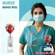 1个心形伸缩式证件夹，亚克力材质，适用于医生、注册护士等，实用性强，适合医院工作、节日送礼、独立日庆祝活动、护士用品、学生、返校季、学习用品、办公用品、配饰、女孩礼物、团队礼物等。 - 紅色 - 查看 3