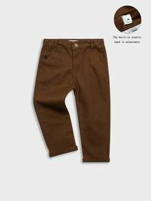 Pantalones casuales con logo bordado para niños, primavera/otoño - Café integral - Ver 16