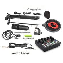 Equipo para podcast BM800, incluye interfaz de audio V8s y micrófono de condensador cardioide, adecuado para portátil, vlog, transmisión en vivo y estudio de grabación - Negro y dorado - Ver 11